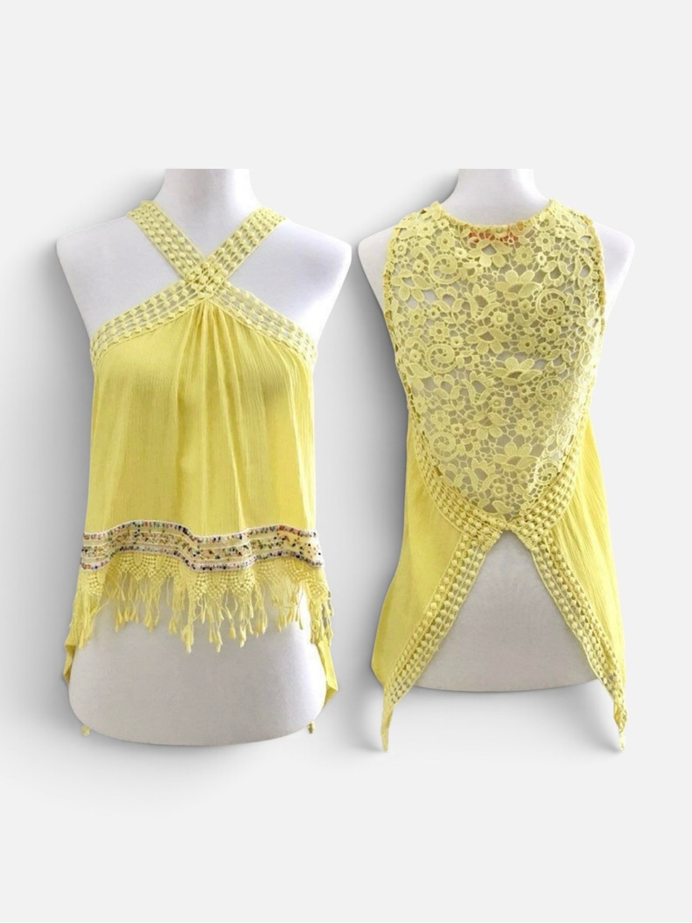 NWOT [Lulumari] Beaded Lace Cropped Tank